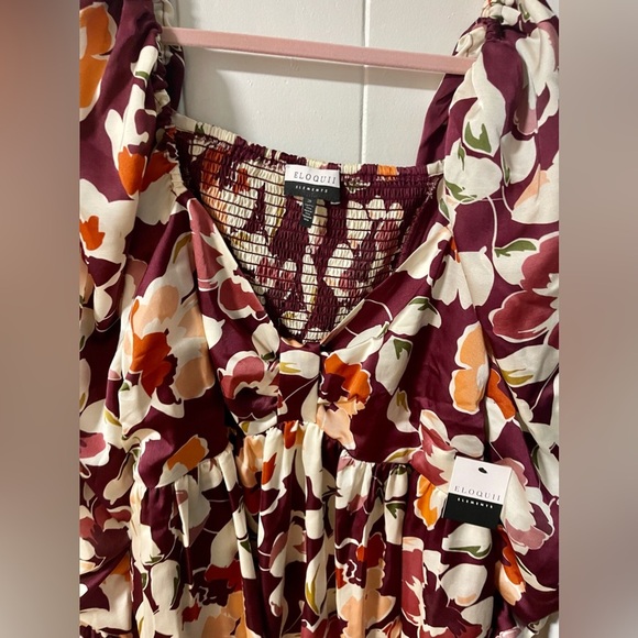 ELOQUII Elements Women's Plus Size Ruched Sleeve Mini Dress - Picture 3 of 7